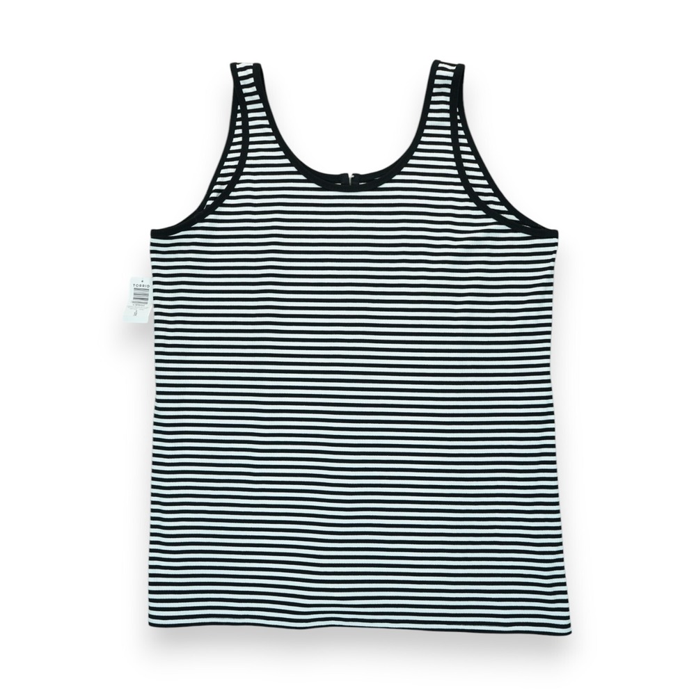 NWT Torrid Super Soft Rib Tank Top Black White Stripe Sleeveless Size 5‎